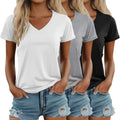 Ficerd Women's V Neck T Shirts 3 Pack for Summer Casual Wear