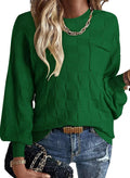 Womens Fall Long Sleeve Ribbed Knit Sweater - Slim Fit Crewneck