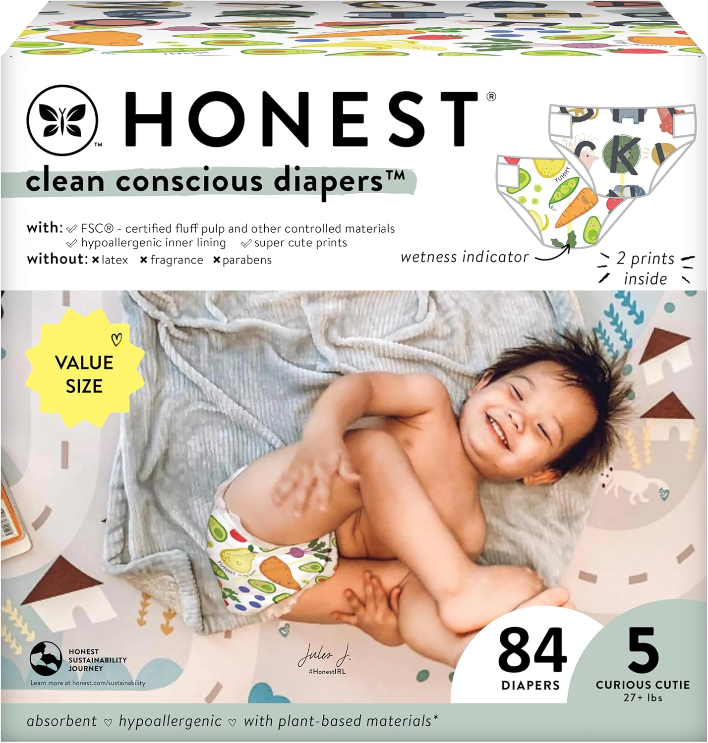 Honest Co. Plant-Based Diapers | So Delish + Sustainably Clean | Size 5, 84 ct