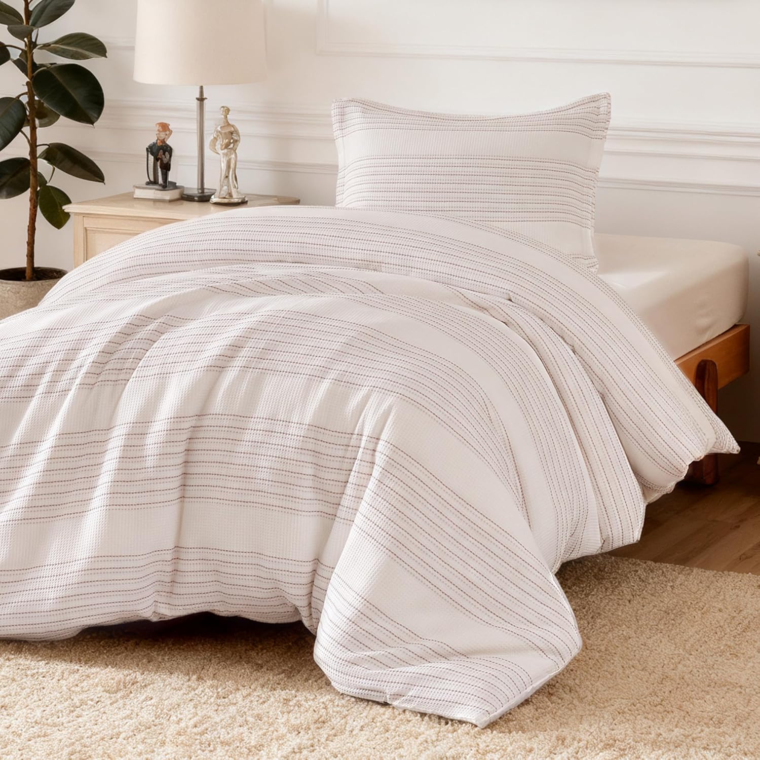 Waffle Weave Microfiber Duvet Cover Set for Cozy Bedrooms