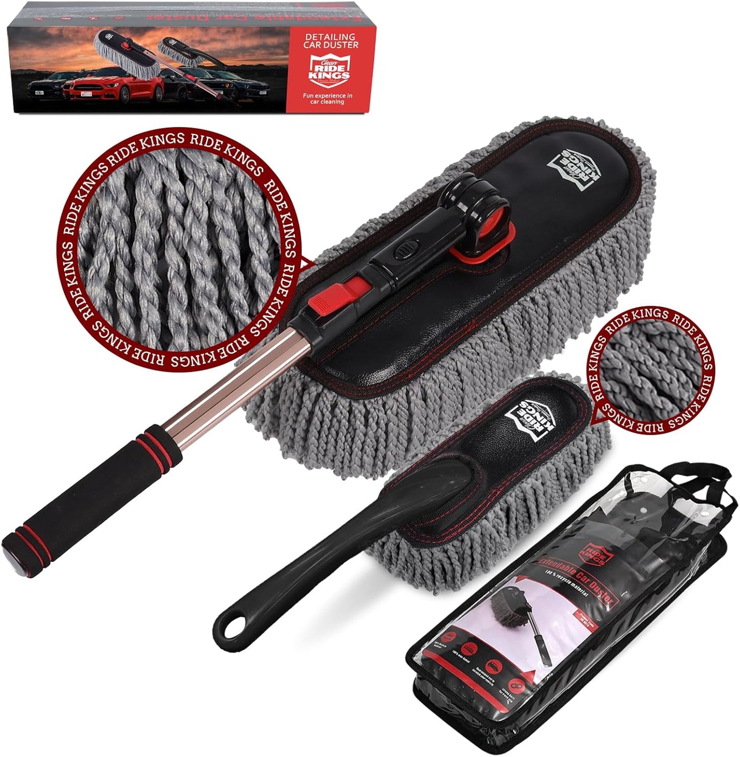 Car Duster Set with Extendable Handle for Scratch-Free Cleaning
