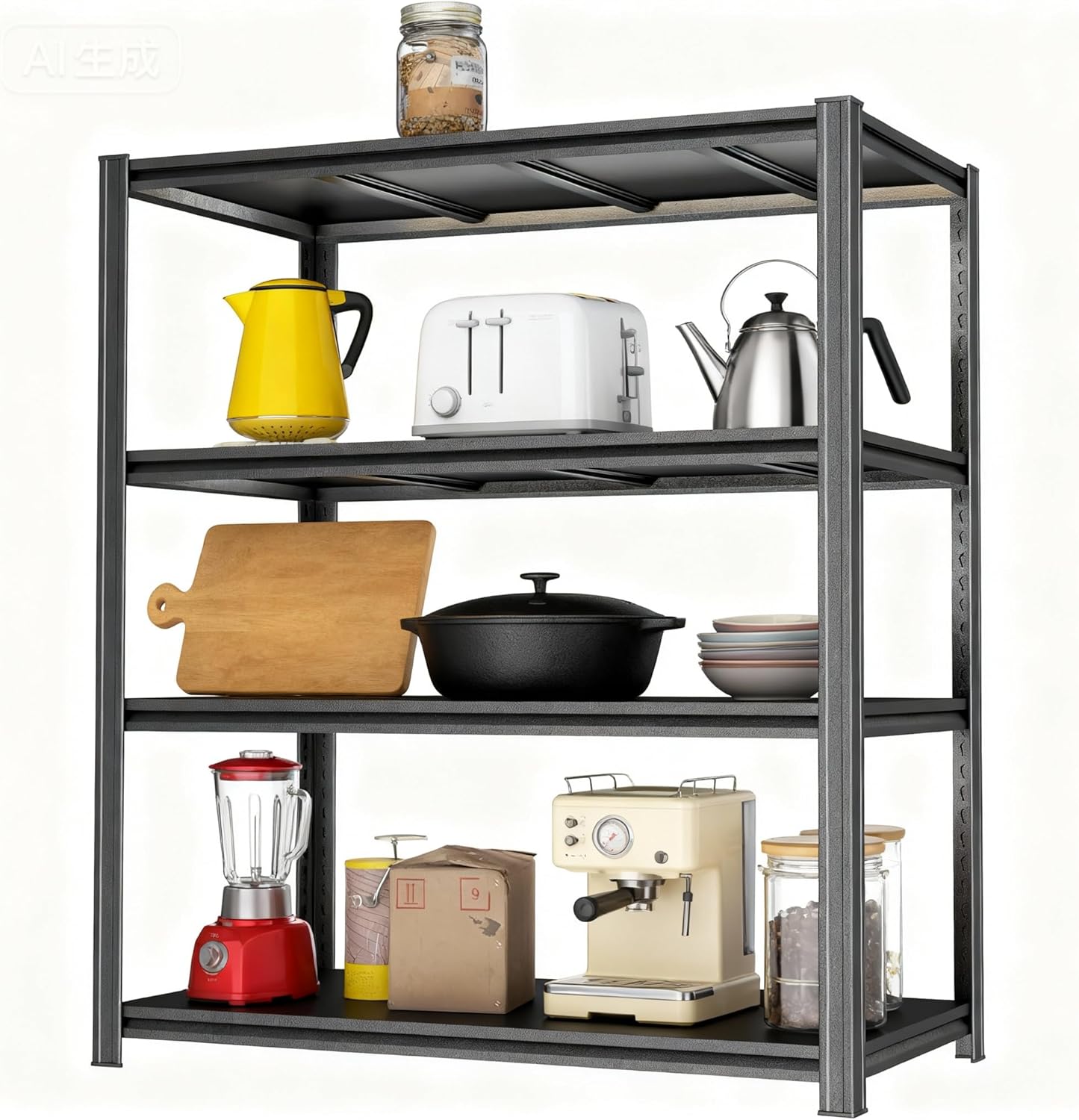Kitchen Bakers Rack with 4-Tier Metal Shelves for Storage