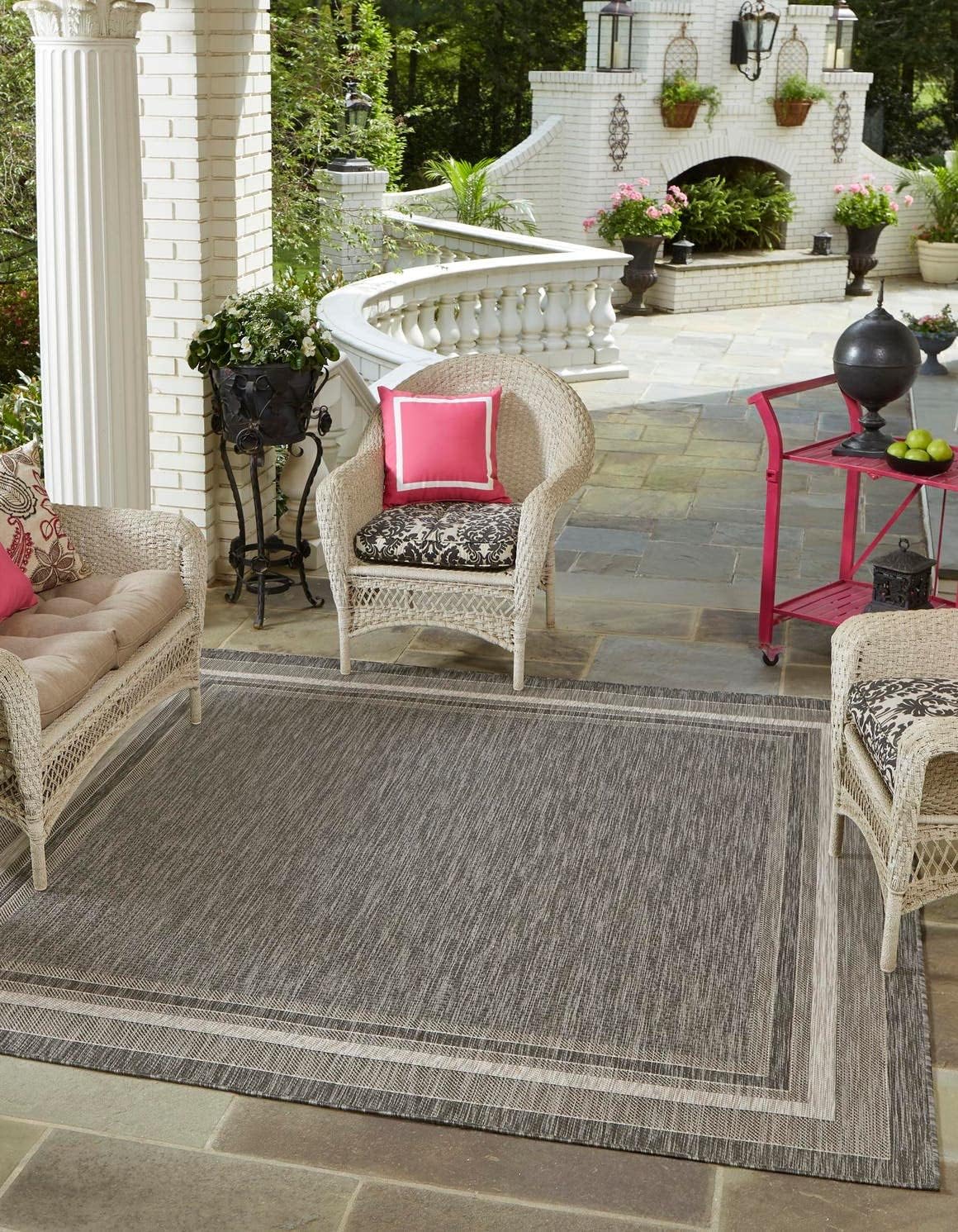 Unique Loom Outdoor Border Collection Area Rug - Soft Border