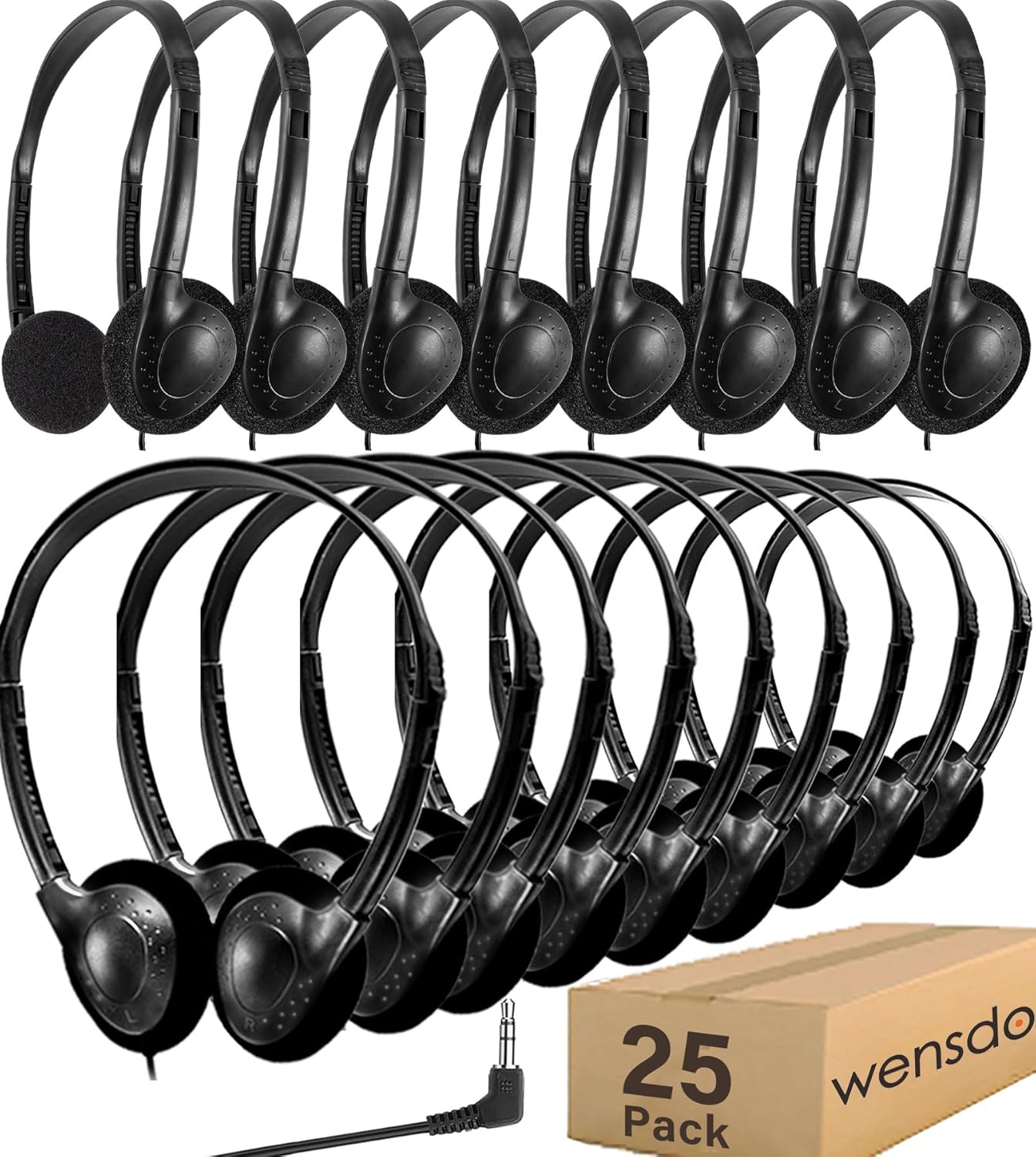 Kids Headphones Bulk 25 Pack for School Classroom K-12 Use