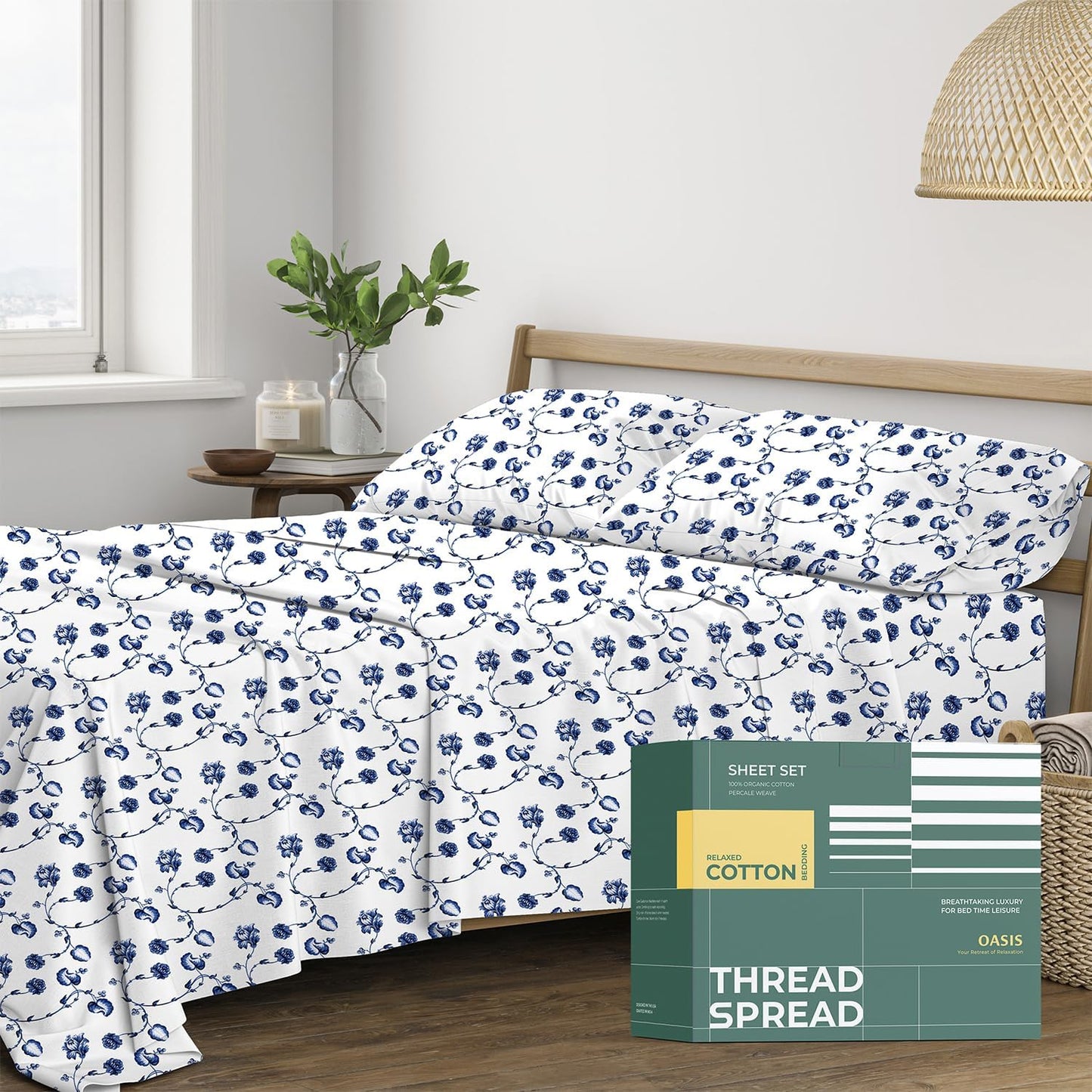 100% Organic Cotton Printed Sheets Full Size - Cooling Comfort