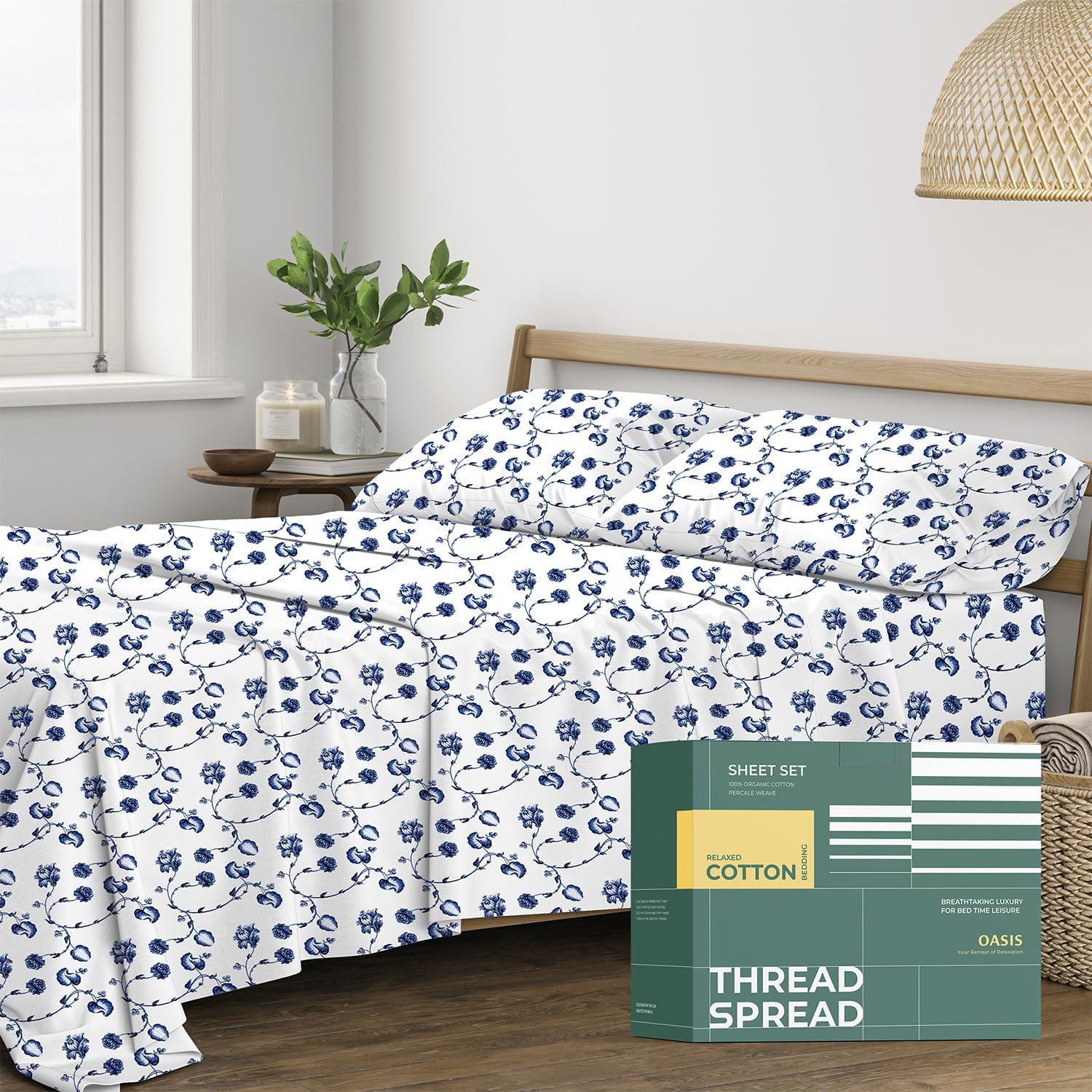 100% Organic Cotton Printed Sheets Full Size - Cooling Comfort