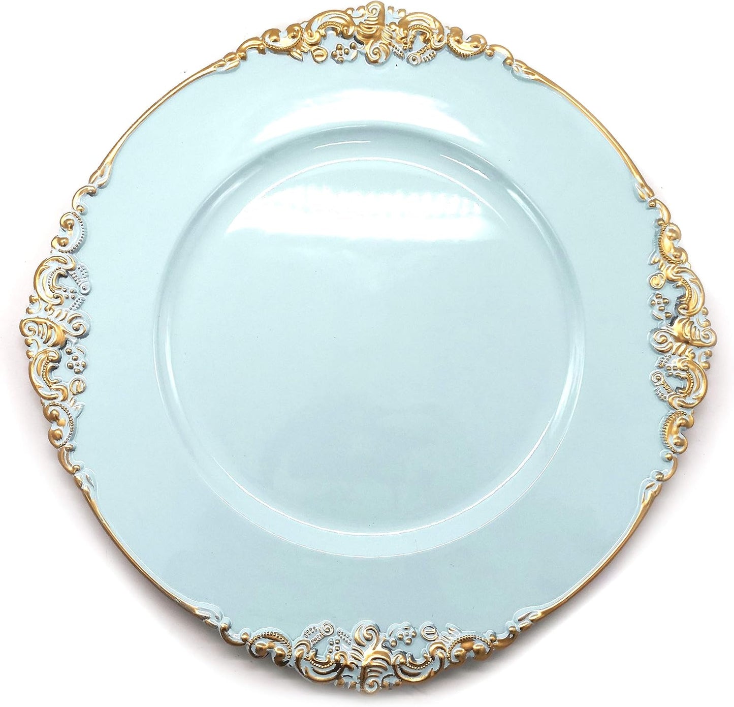 Elegant 13-Inch Floral Light Blue Charger Plates for Dining