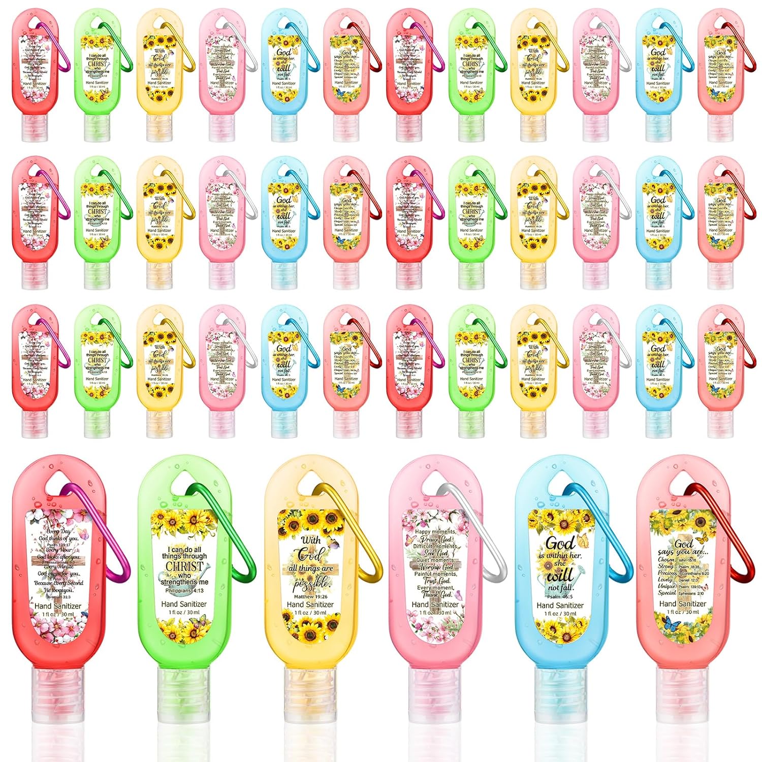 24 Pack Christian Hand Sanitizer Keychains for Gifts and Favors