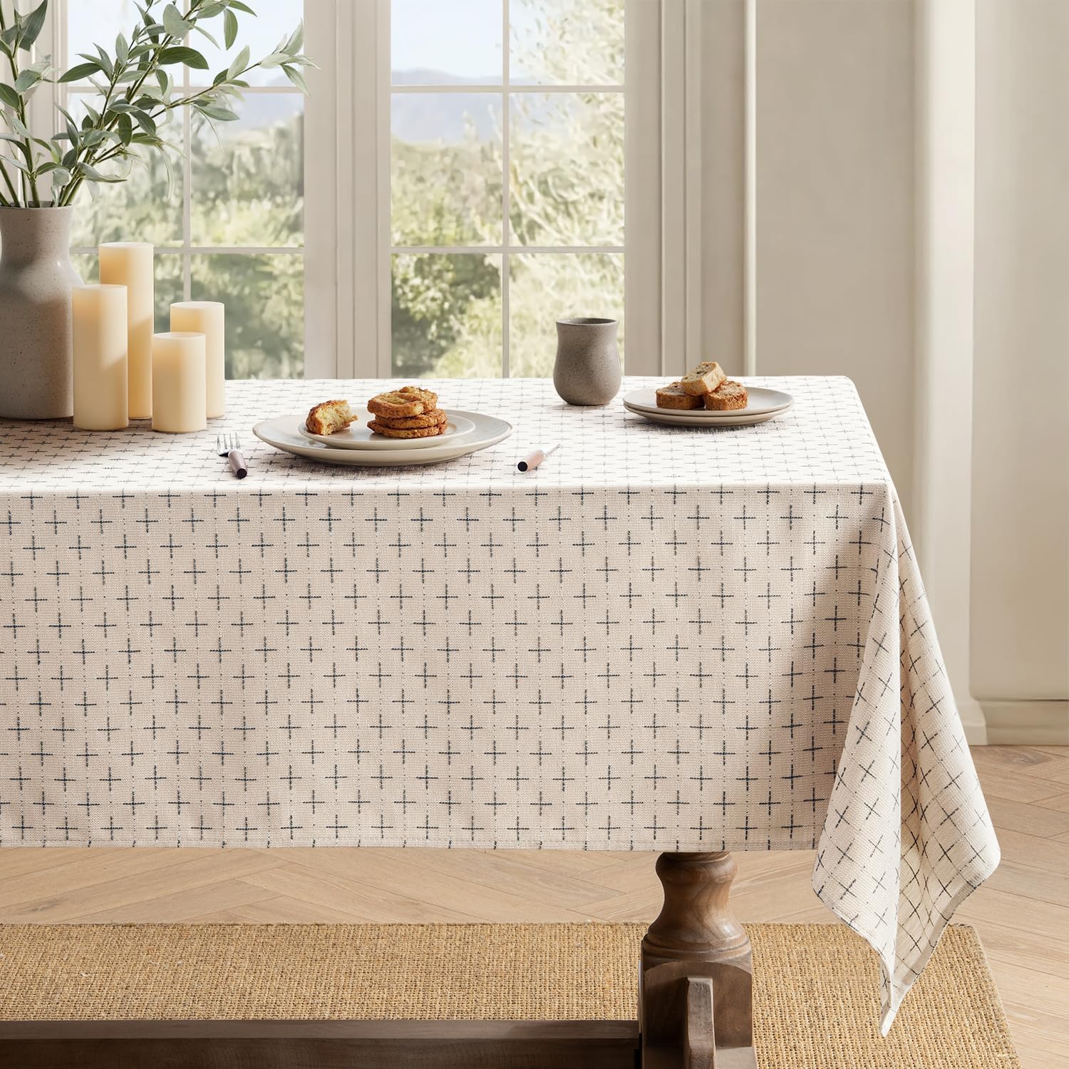 MIULEE Natural Beige Linen Table Cloth for Elegant Dining Events