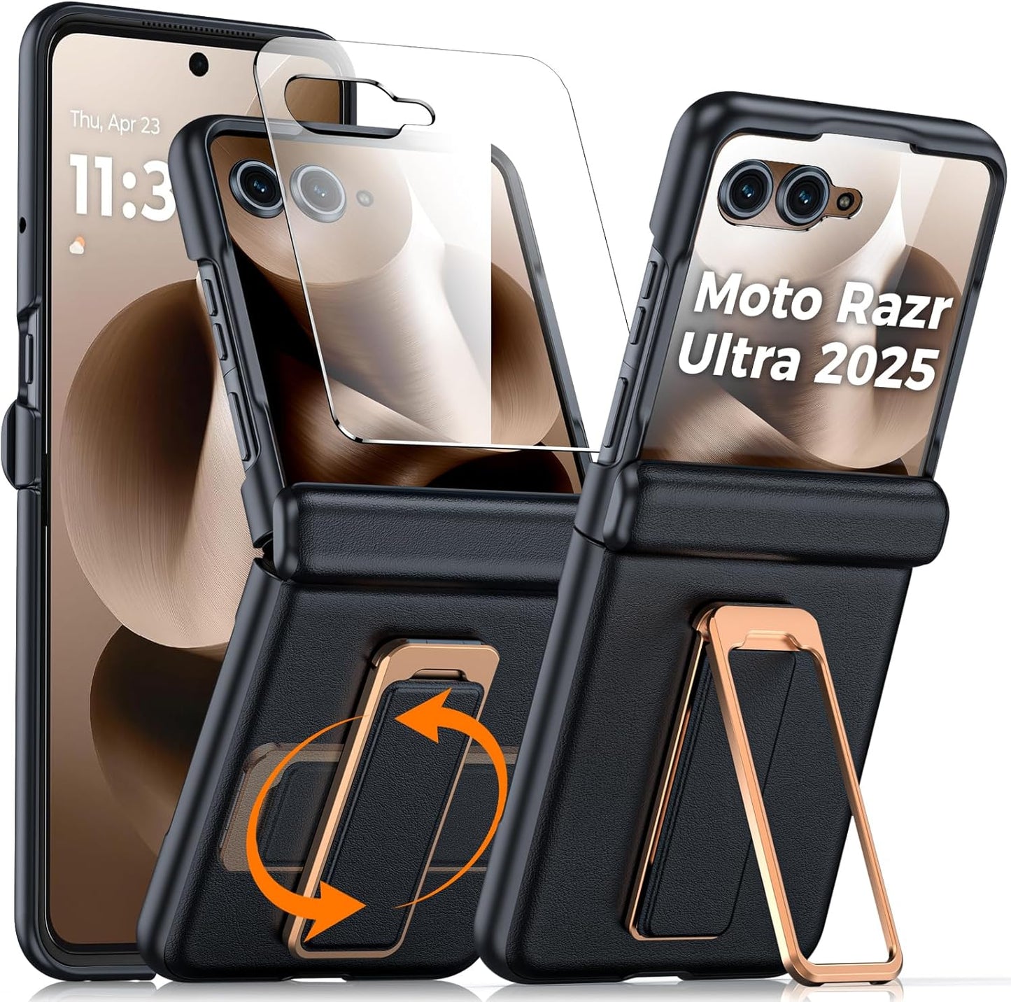 Motorola Razr Ultra 2025 Case with Screen Protector & Stand