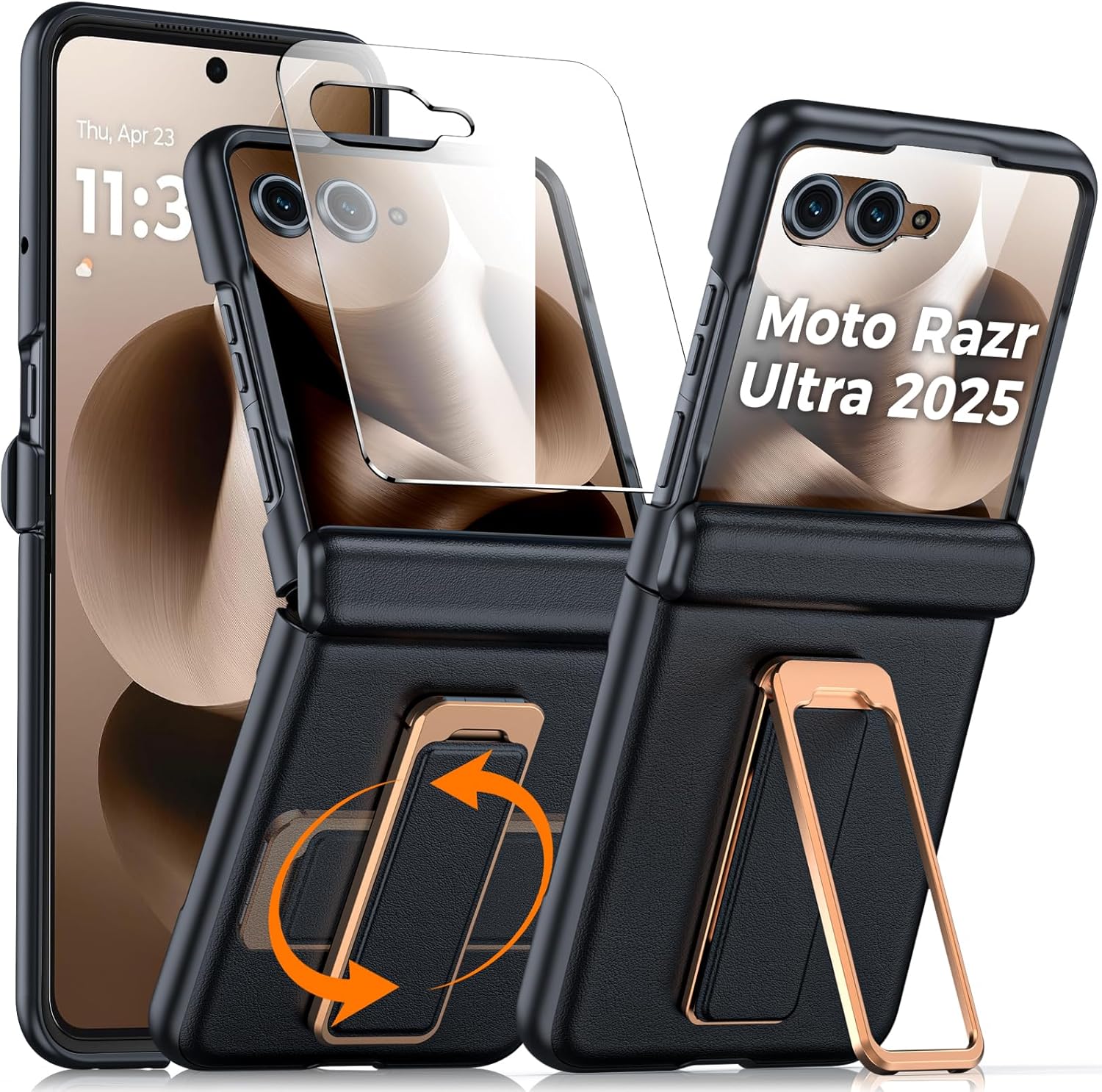 Motorola Razr Ultra 2025 Case with Screen Protector & Stand