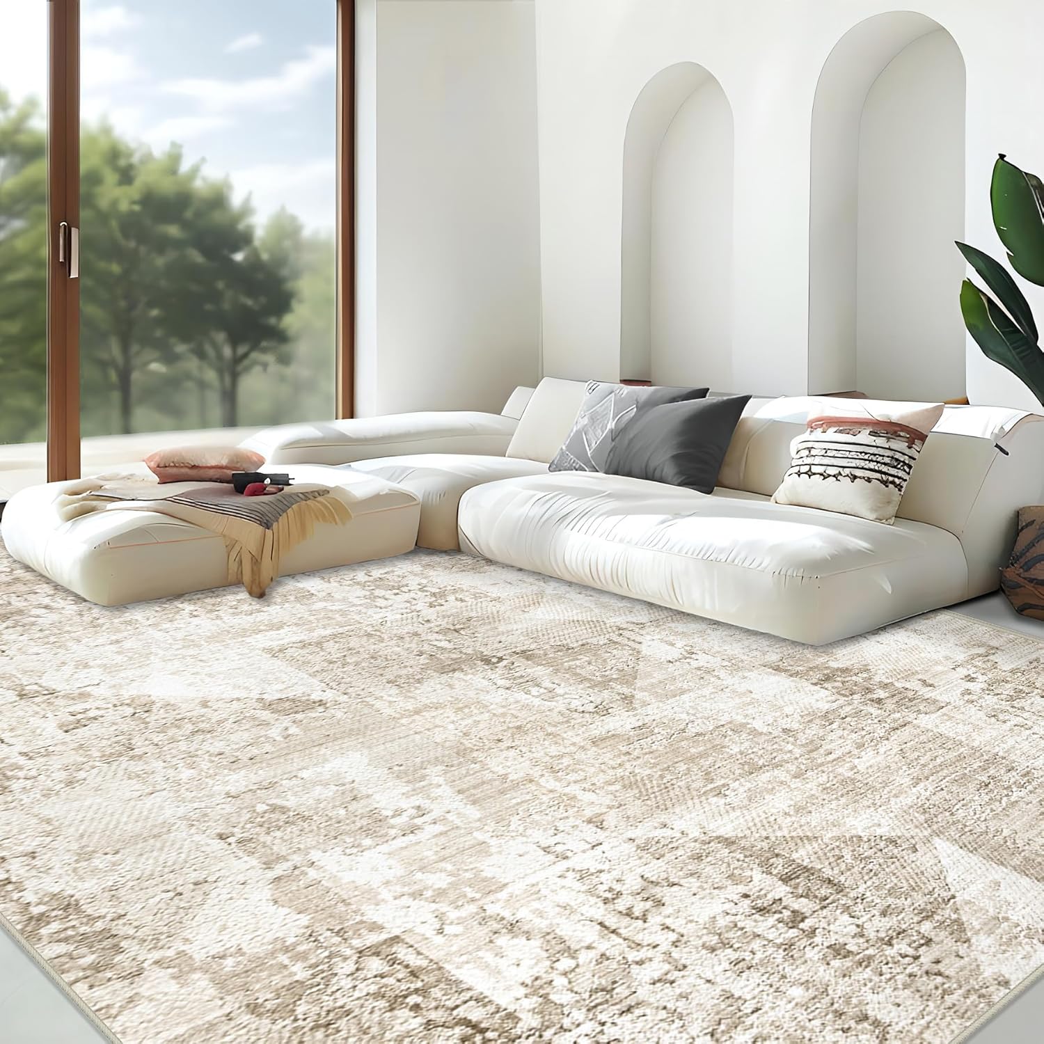 Large Soft Boho Geometric Area Rug for Living Room 8x10