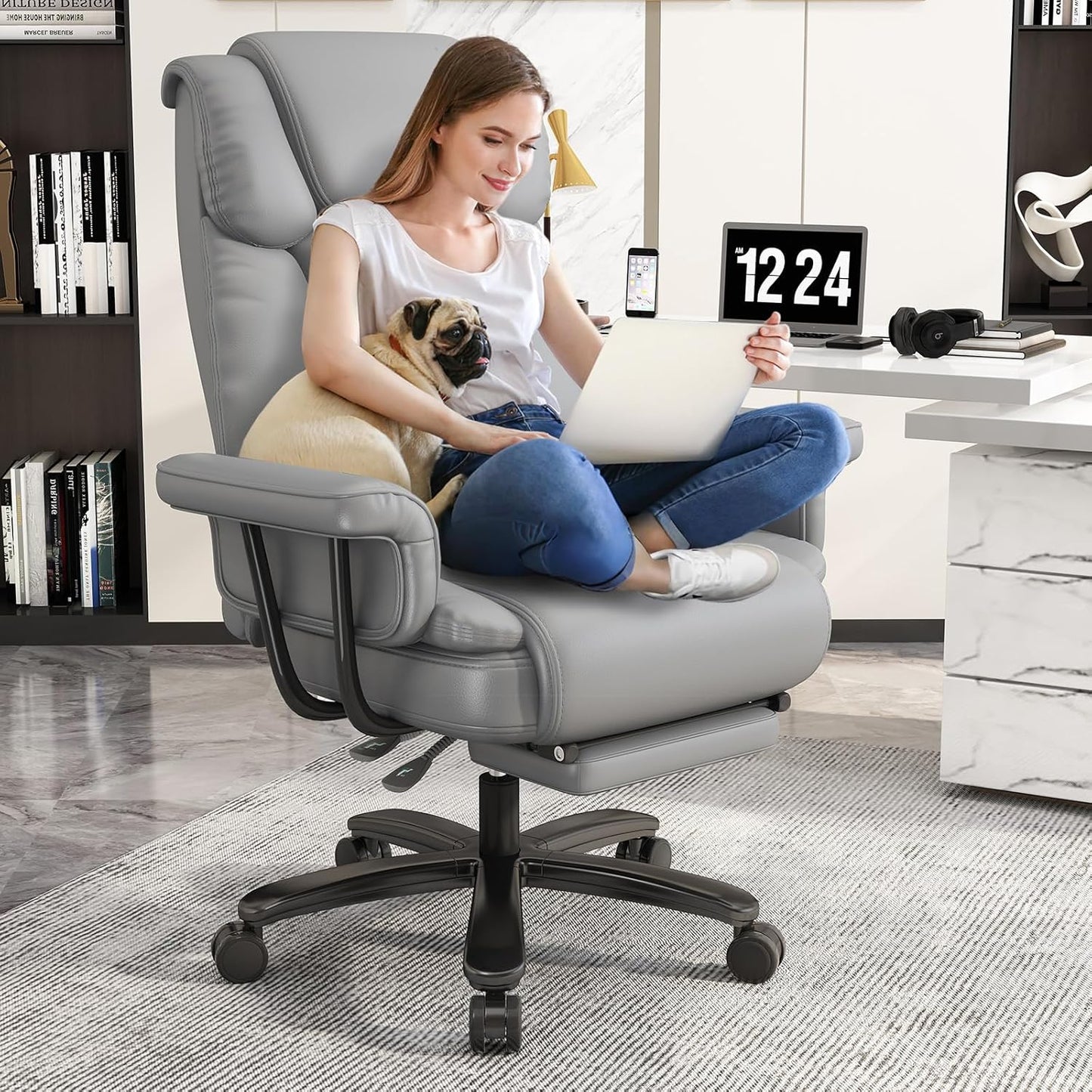 GYI Criss Cross Chair with Wheels for Big and Tall Comfort