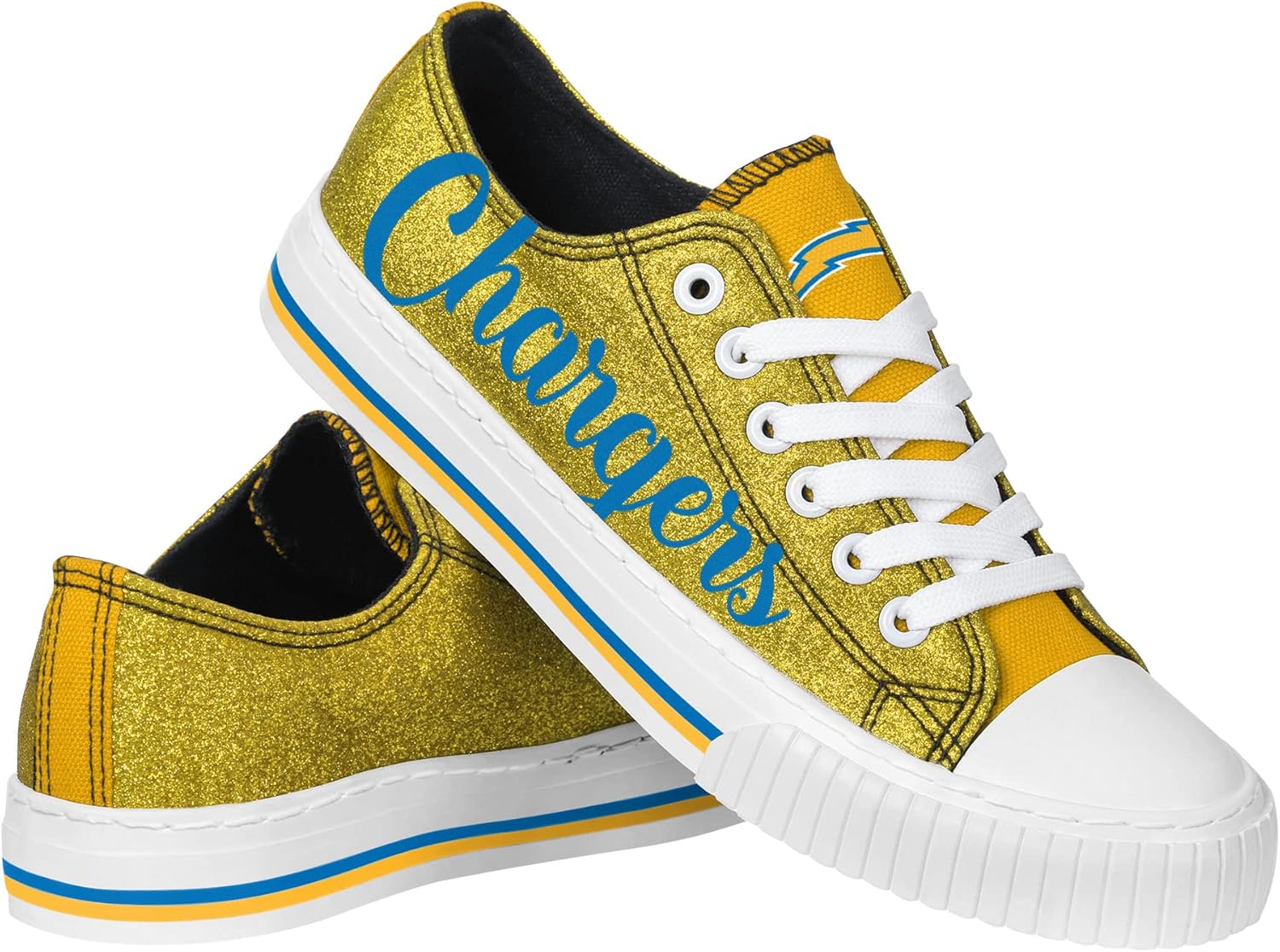 FOCO Women's NFL Team Logo Glitter Low Top Canvas Sneakers