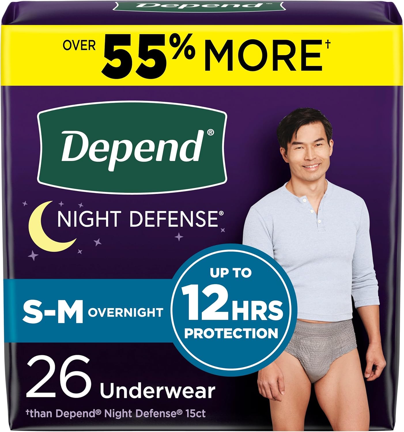Depend Night Defense Men's Incontinence Underwear 26ct