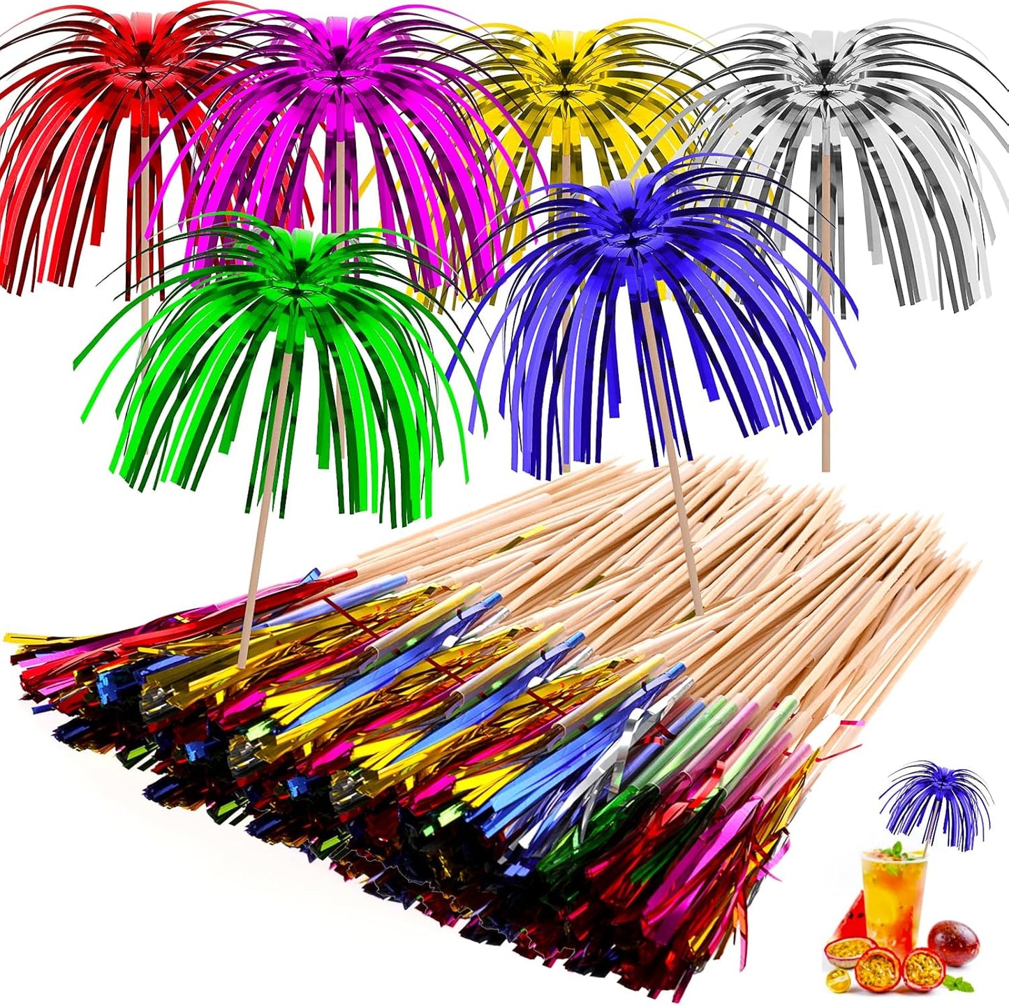 100 Glitter Cocktail Umbrellas - Party Perfect!