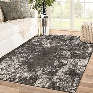 Lagos Collection Dark Grey 2x7 Abstract Area Rug for Comfort