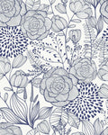 Navy Floral Peel and Stick Wallpaper for Elegant Home Decor