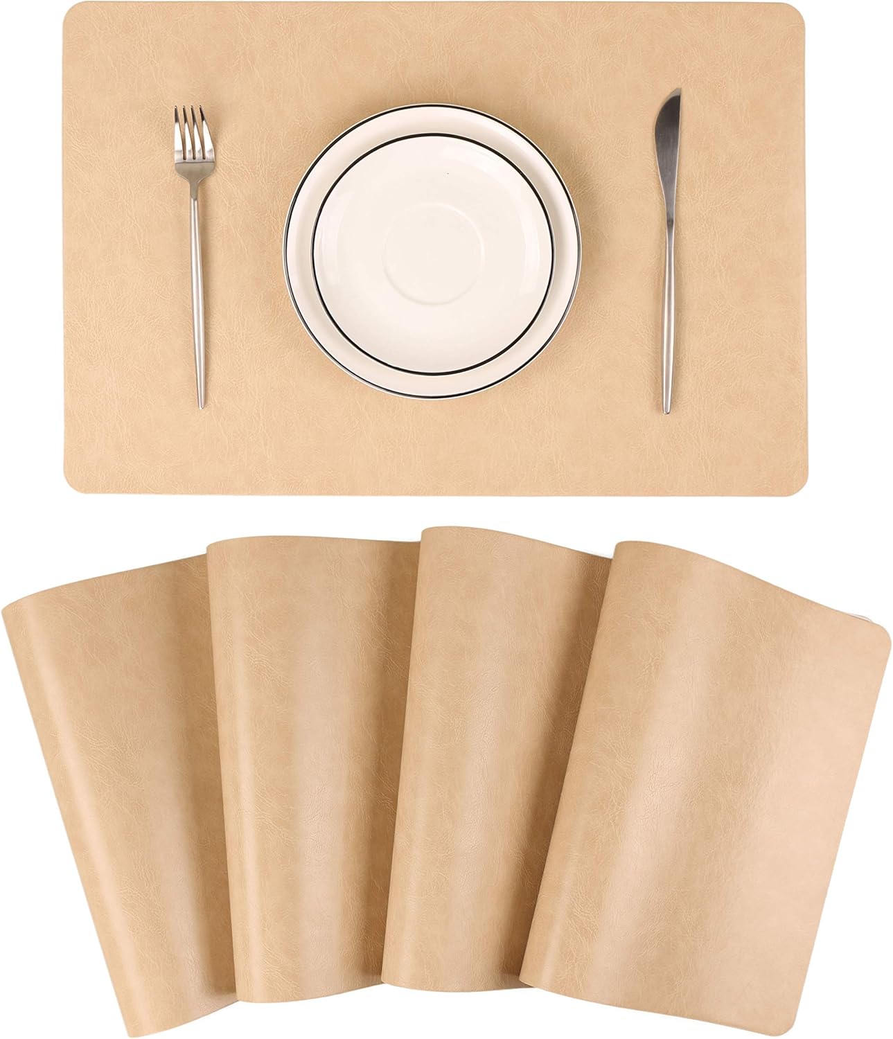 Faux Leather Placemats Set of 6 Easy to Clean Heat Resistant