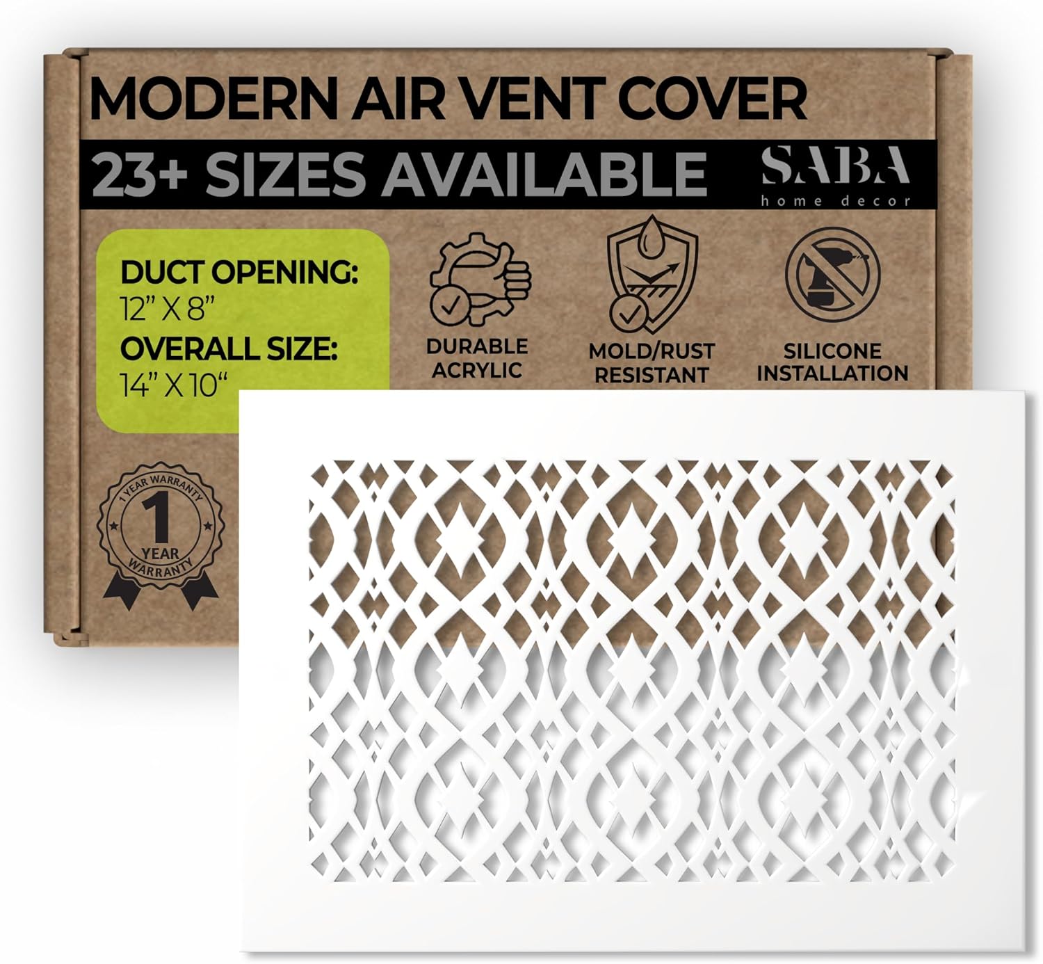 SABA Home Decor Air Vent Cover Grille - Stylish White Finish
