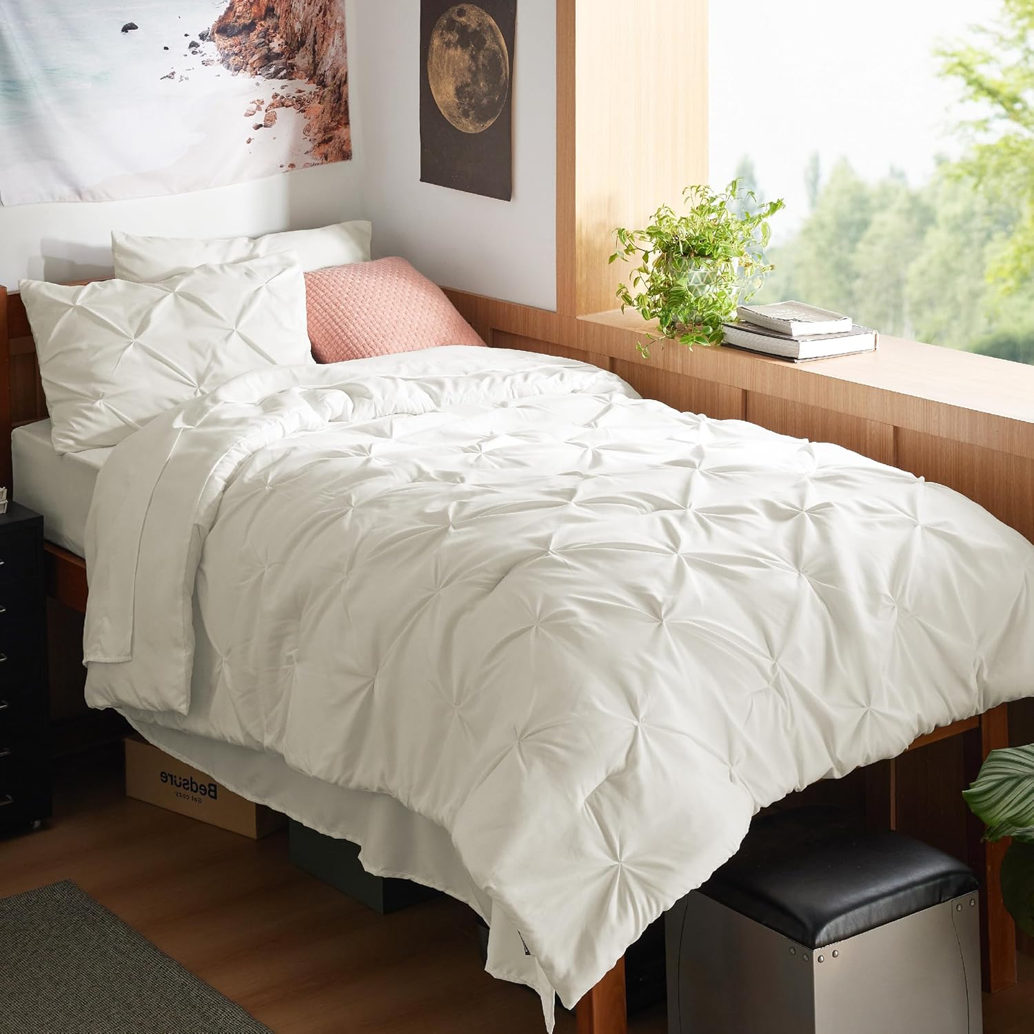Bedsure Twin XL Comforter Set - Elegant 5 Piece Dorm Bedding