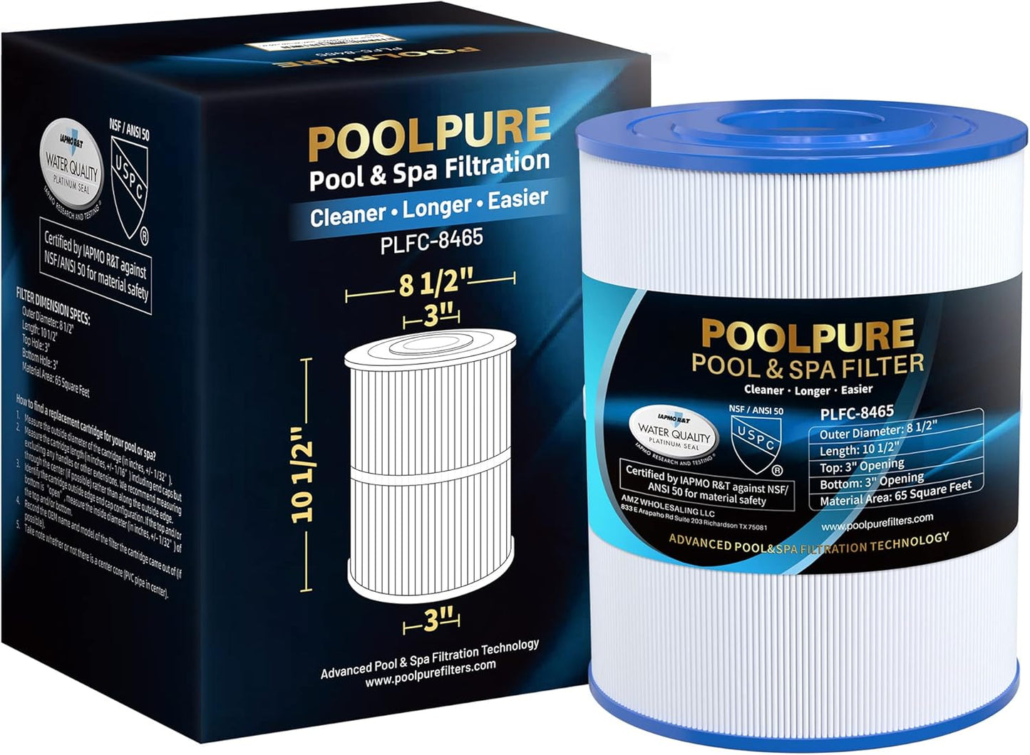 POOLPURE C-8465 Spa Filter for Watkins 31114 & More Models