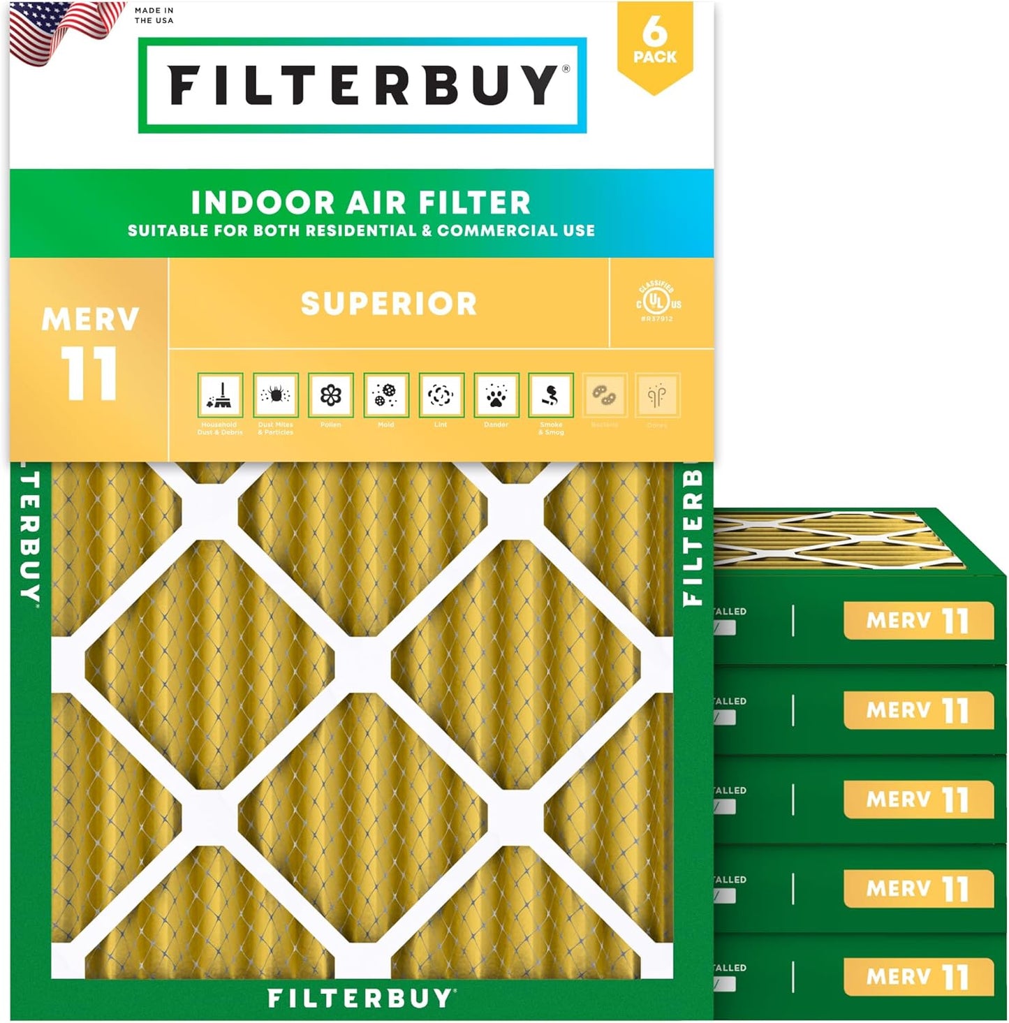 Filterbuy 24x28x2 Air Filter MERV 11 for Pet & Allergy Defense