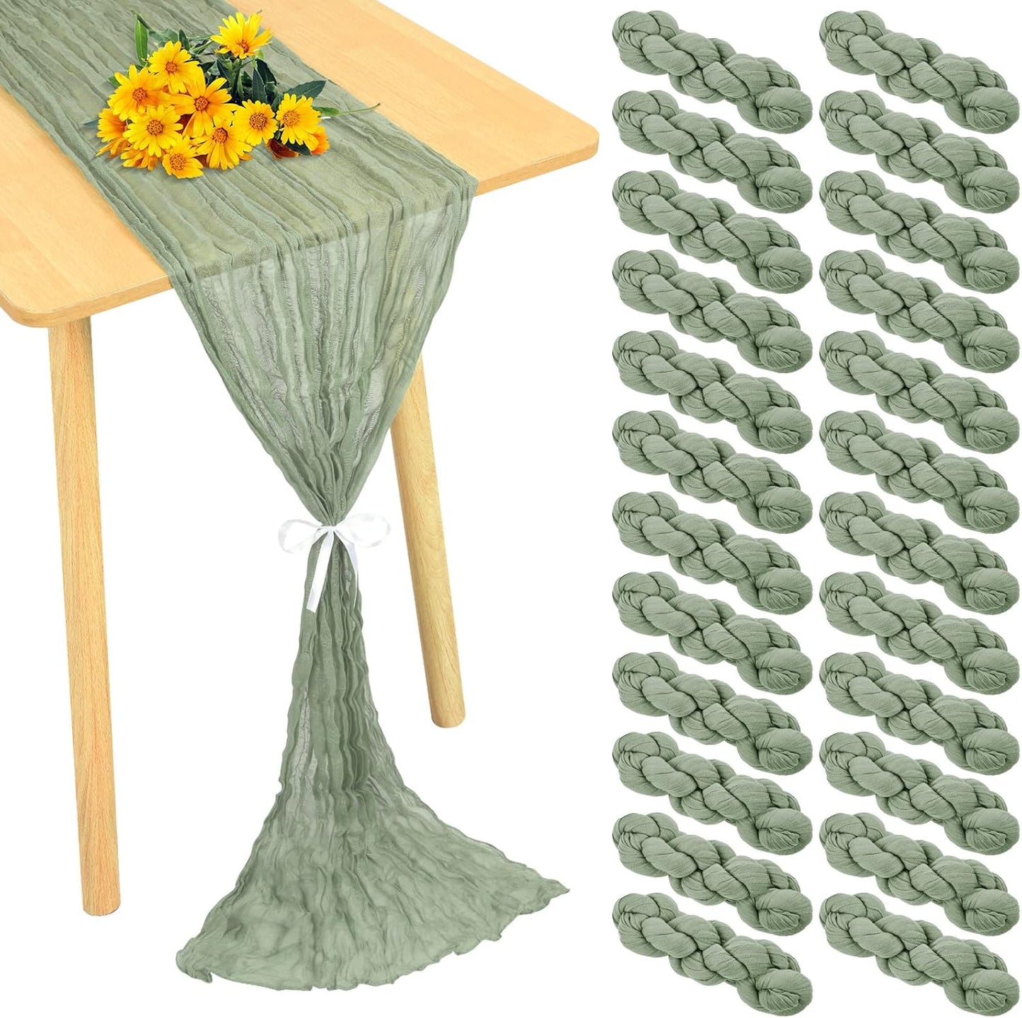 Elegant 24 Pack Cheesecloth Table Runner for Weddings and Parties