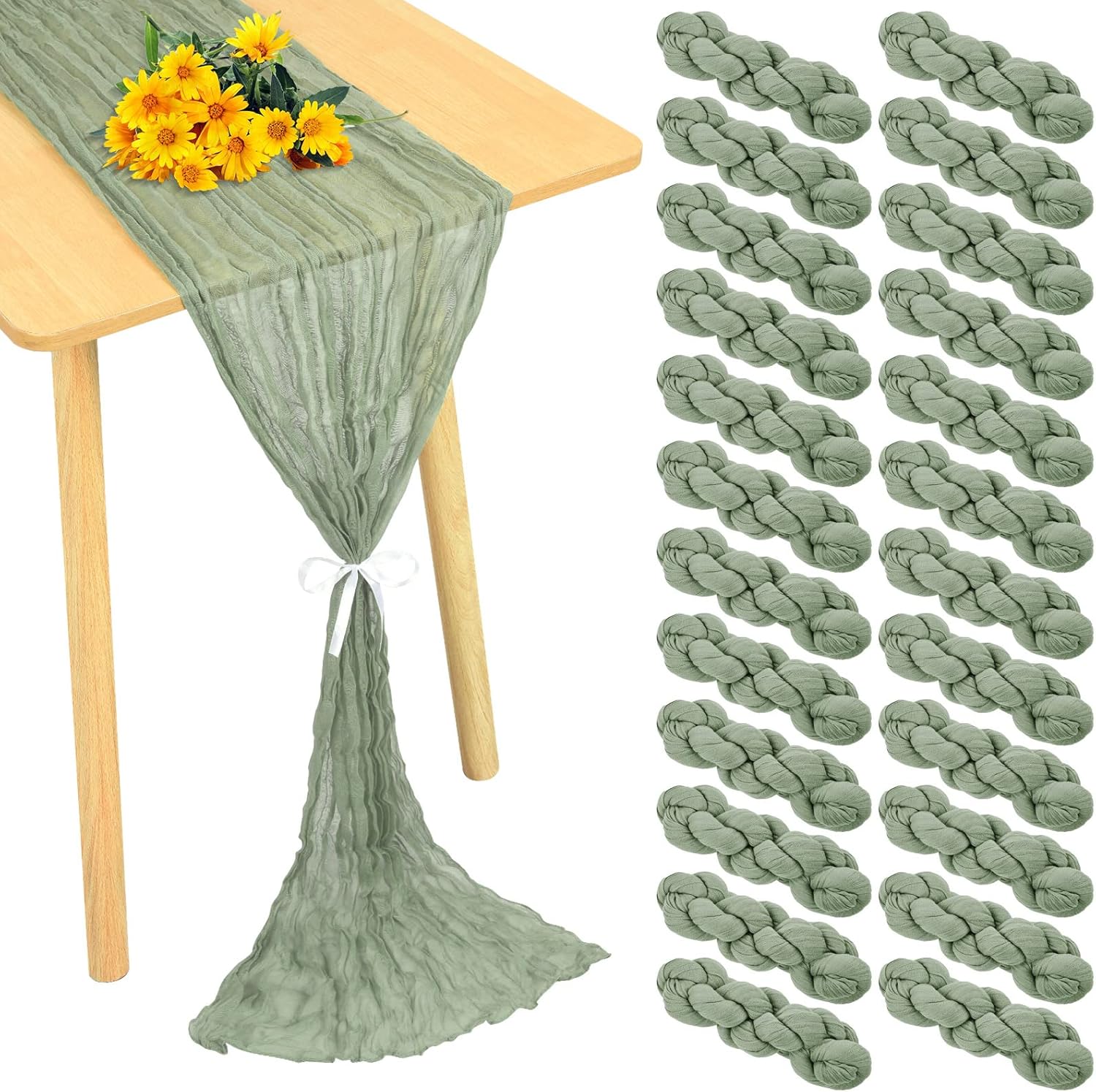 Elegant 24 Pack Cheesecloth Table Runner for Weddings and Parties