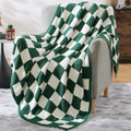 WRENSONGE Checkered Throw Blanket, Avocado Green - Soft Cozy Warm
