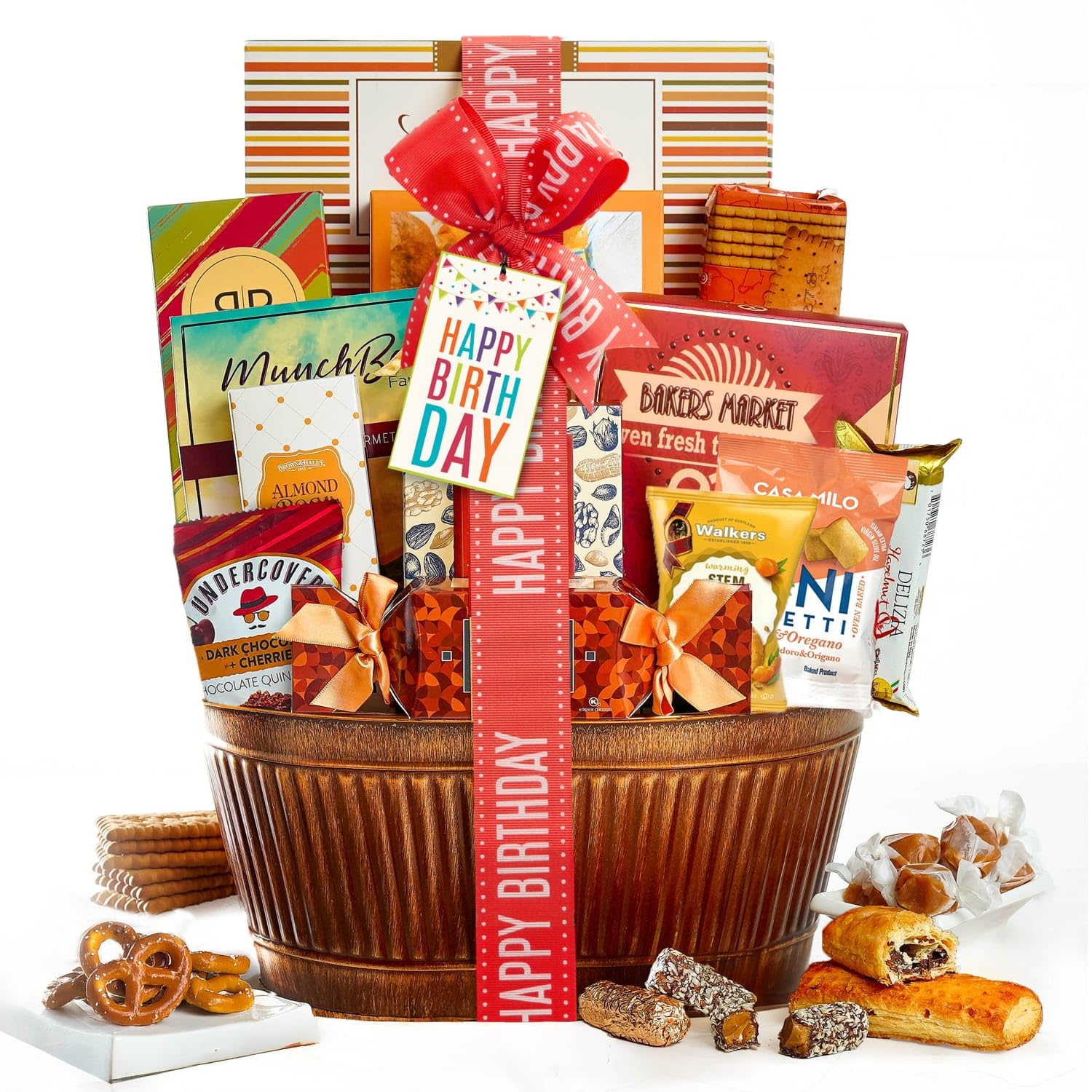 Gourmet Birthday Gift Basket with Delicious Snacks and Sweets