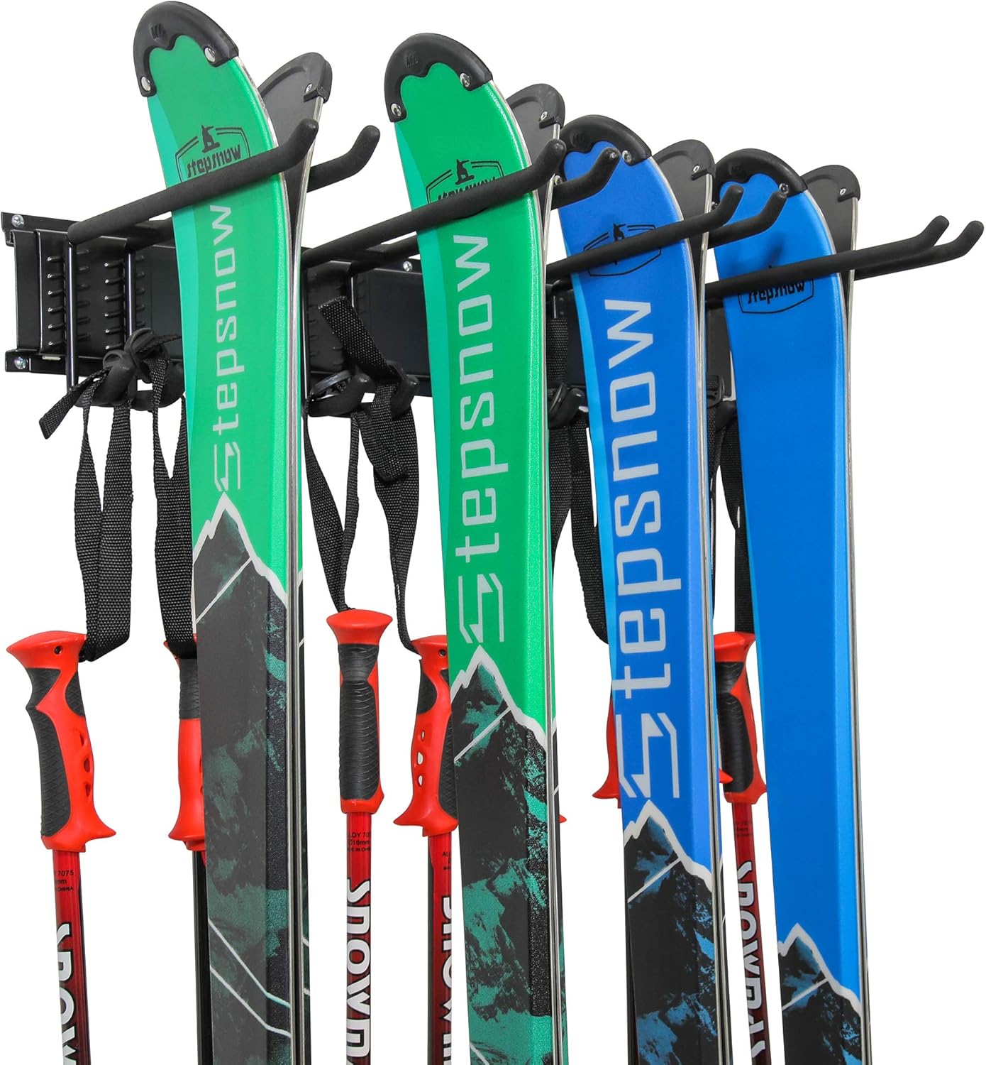 Ski Wall Rack - Organize 4 Skis & Poles Efficiently!