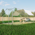 Large Metal Chicken Coop with Waterproof Cover - Walk-in Poultry Pen