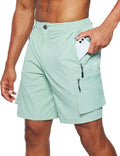 Pudolla Mens Hiking Cargo Shorts Quick Dry Outdoor Travel Shorts
