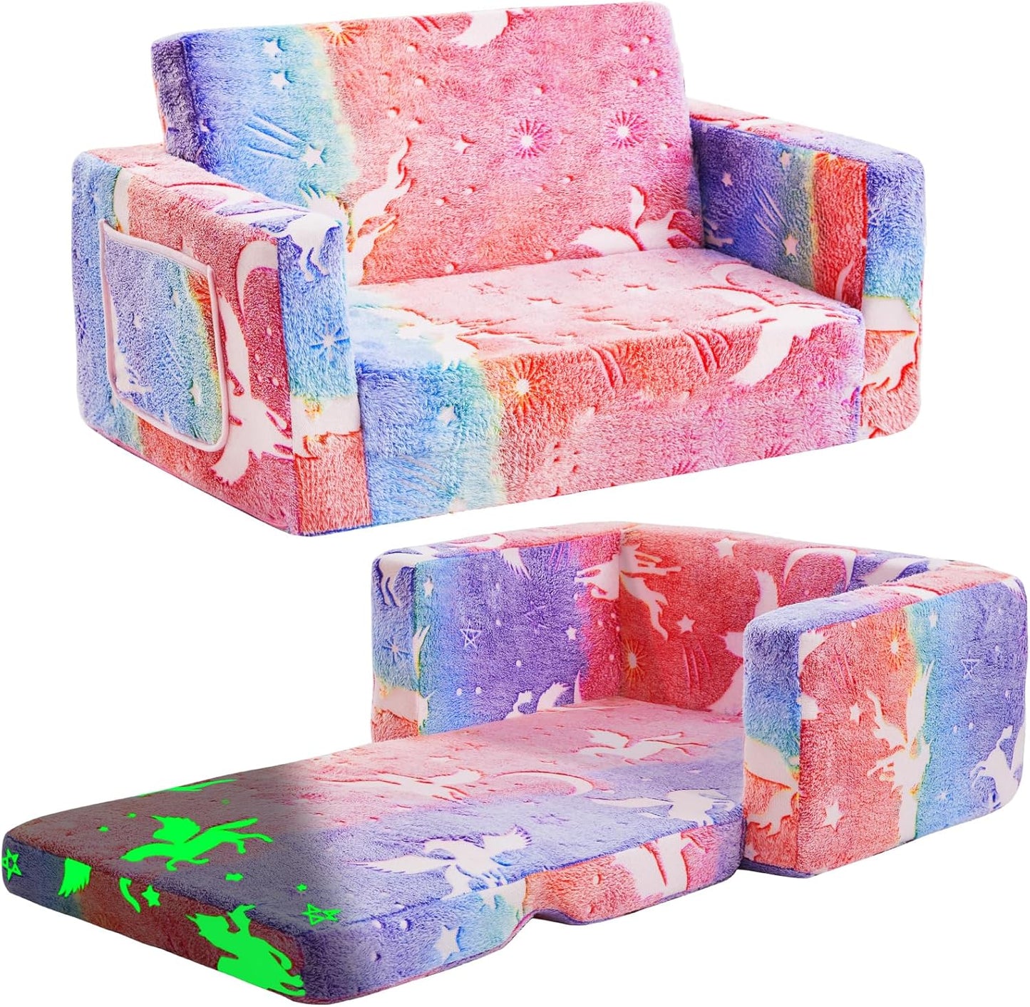 Comfy 2-in-1 Soft Toddler Couch for Kids by inhand - Large Size