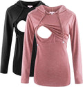 Nursing Hoodie for Women Long Sleeve Breastfeeding Top - Double Layer