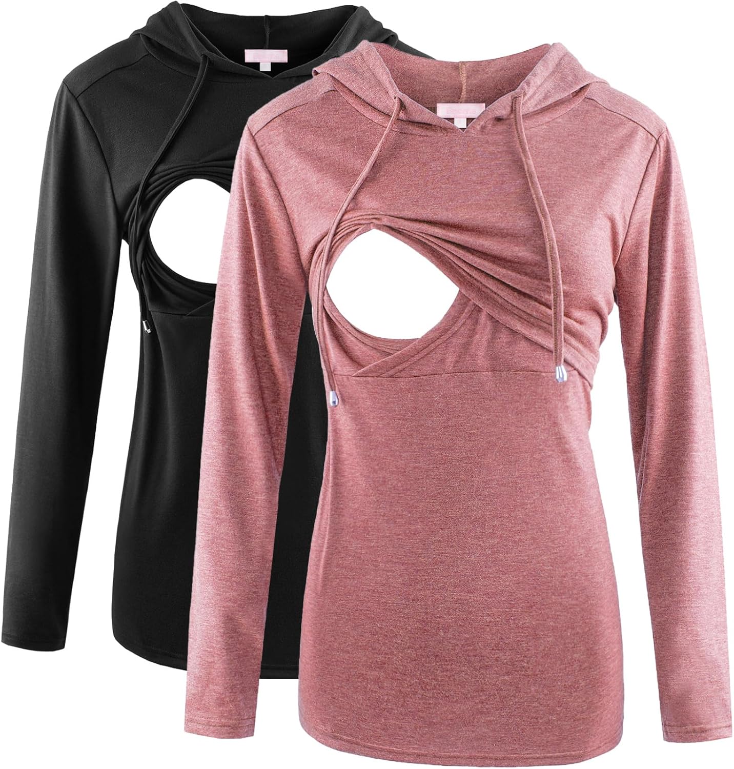 Bhome Nursing Shirt Long Sleeves Hoodie for Breastfeeding Moms