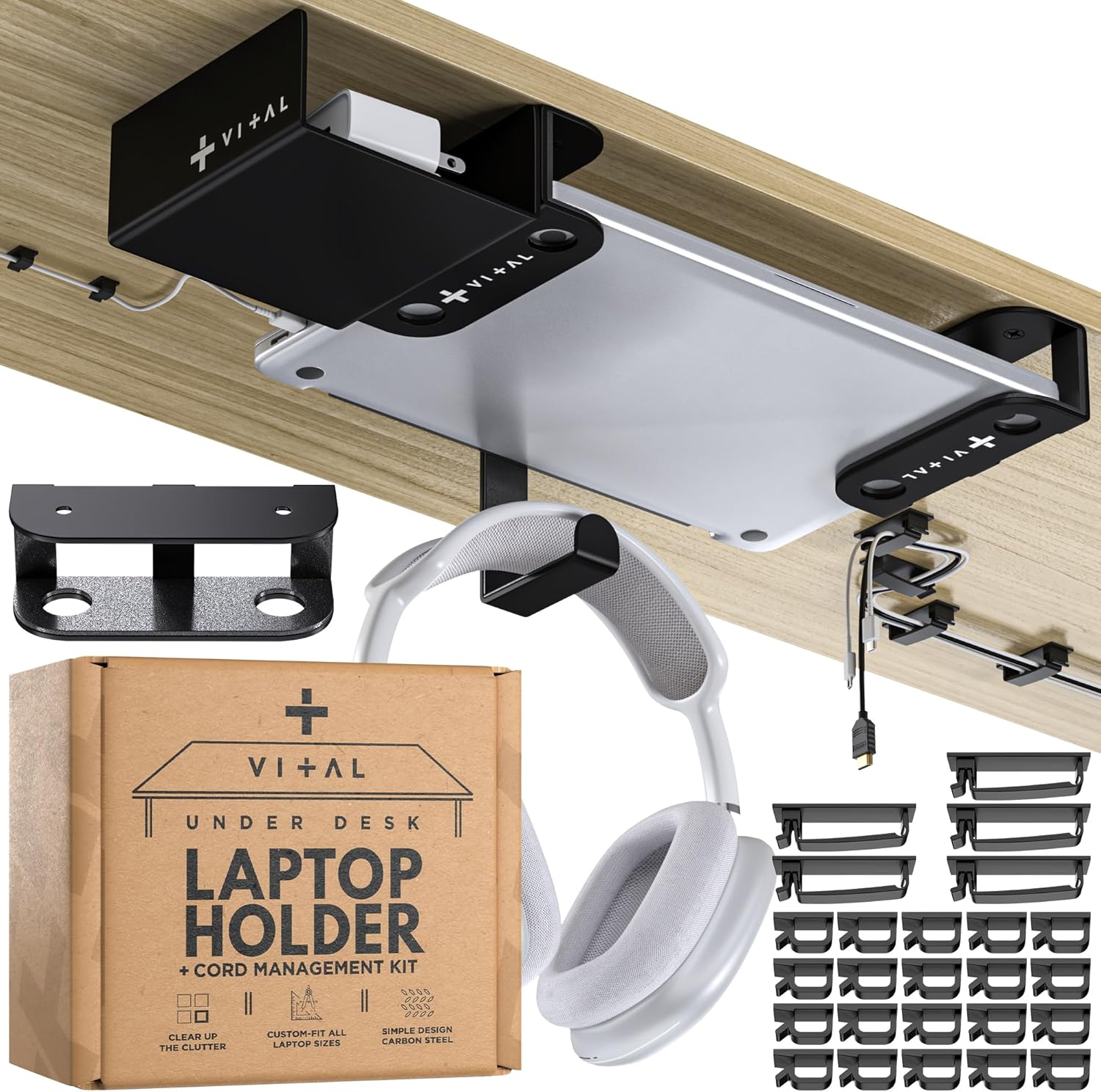 VI+AL Under Desk Laptop Mount Bundle: Secure & Organized Workspace