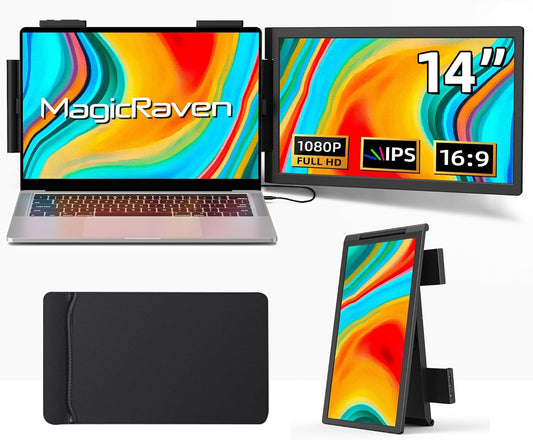 14 1080P IPS Laptop Screen Extender: Perfect Portable Dual Monitor!