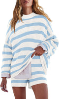 LAMISSCHE Womens Oversized Lounge Set Striped 2 Piece - Cozy Everyday