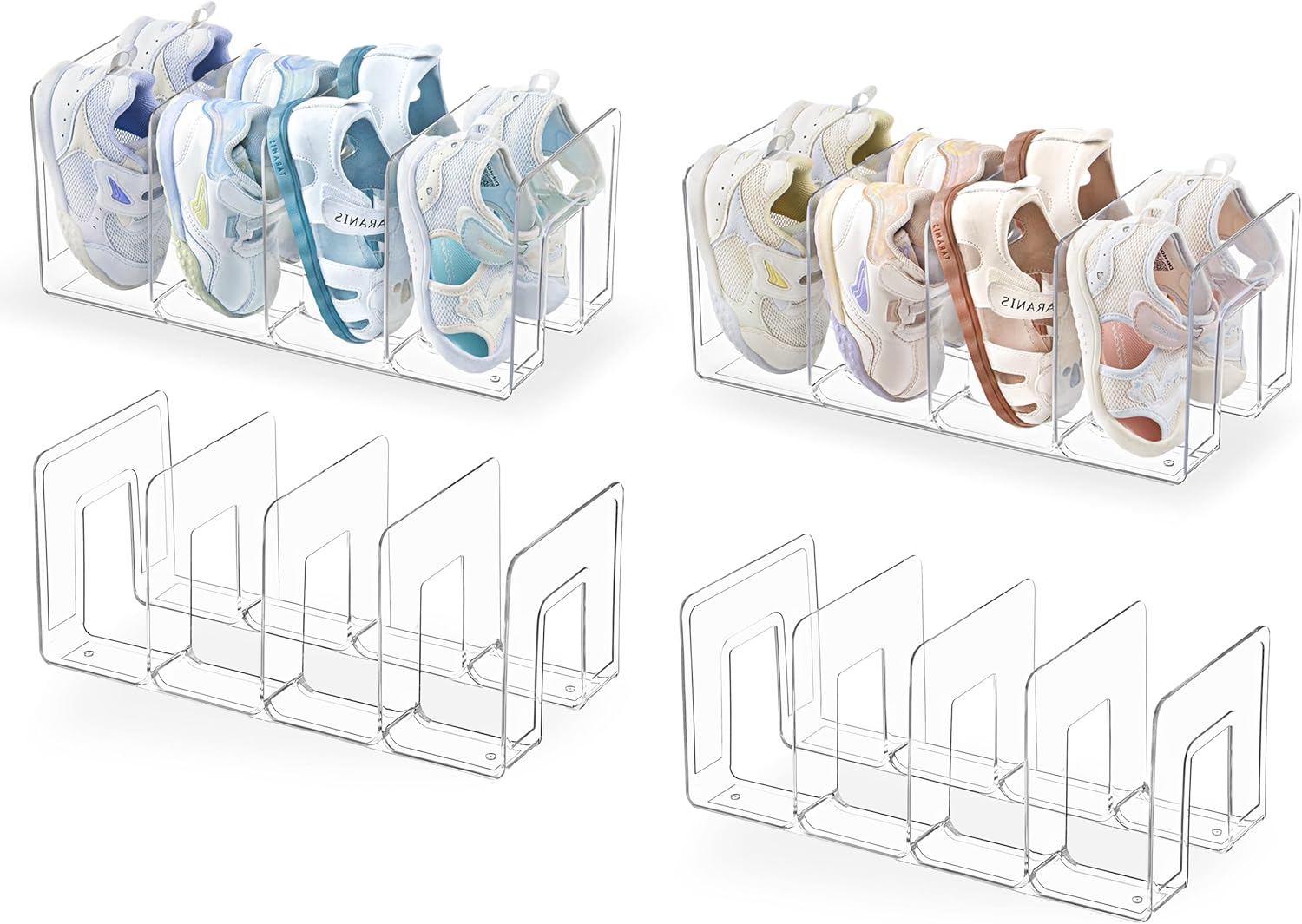 Clear Acrylic Kids Shoe Rack for Closet Organizers and Storage
