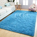 Super Soft Shaggy Rug 5x8 ft Blue - Plush Bedroom Carpet