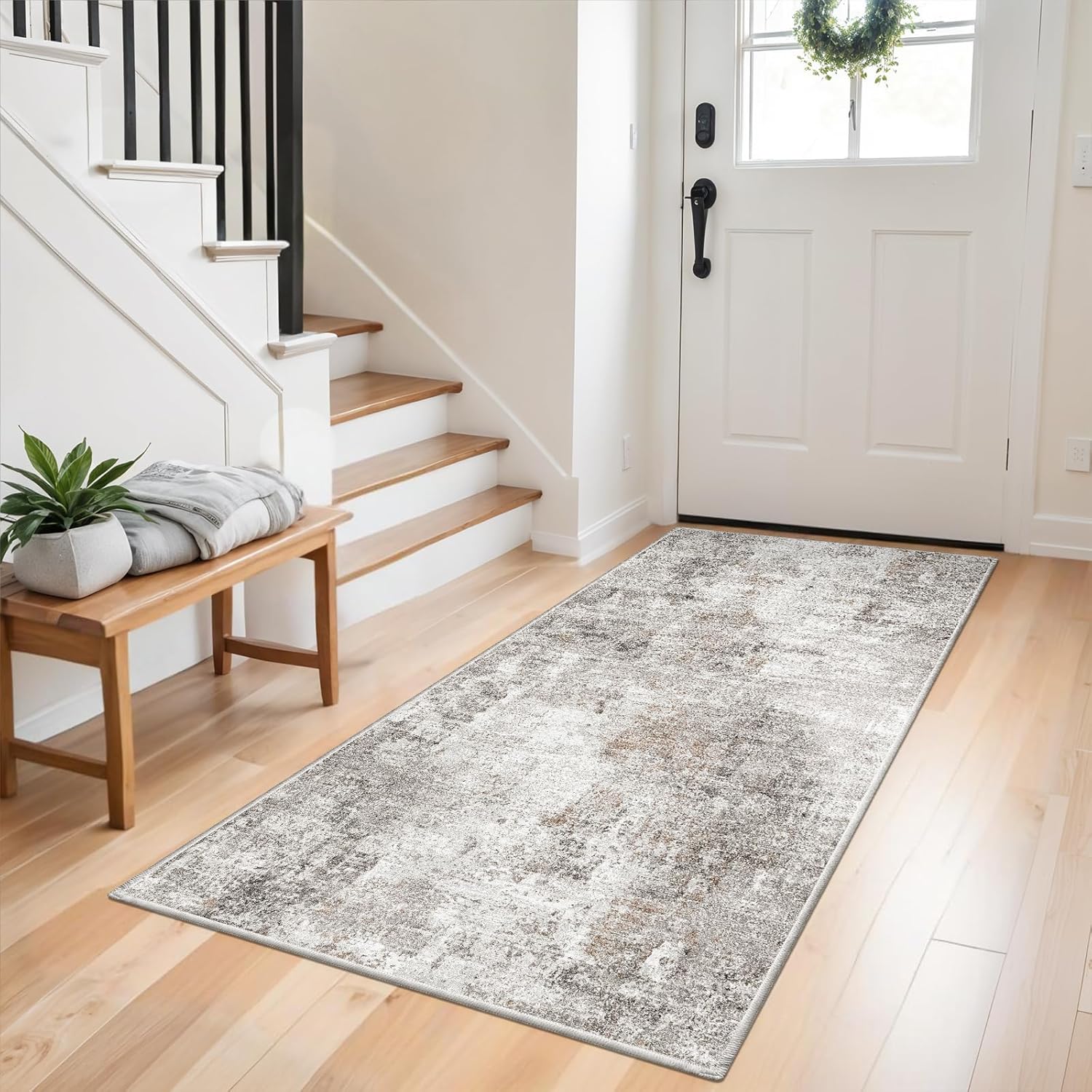 Washable 3x5 Entryway Rug - Non-Slip Soft Low-Pile Design