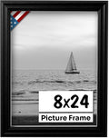 Black 8x24 Picture Frame.75 in Wide - Sleek Ready-to-Hang Frame