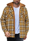 Men's Quilted Lined Flannel Shirt Jacket Hooded Plaid - Warm Everyday