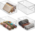 Stackable Pantry Bin with Handles Set of 4 - Clear Pantry Organizers