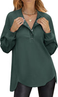 Womens Loose Henley Tunic Sweatshirt - Long Sleeve Casual Fit