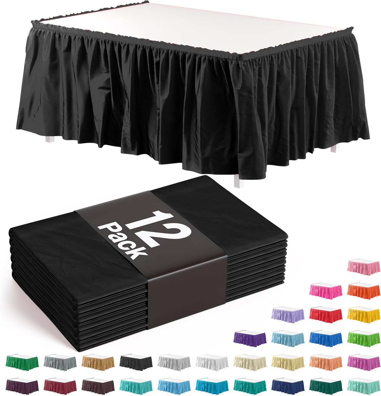 Elegant Black Ruffle Table Skirts for Stunning Event Decor