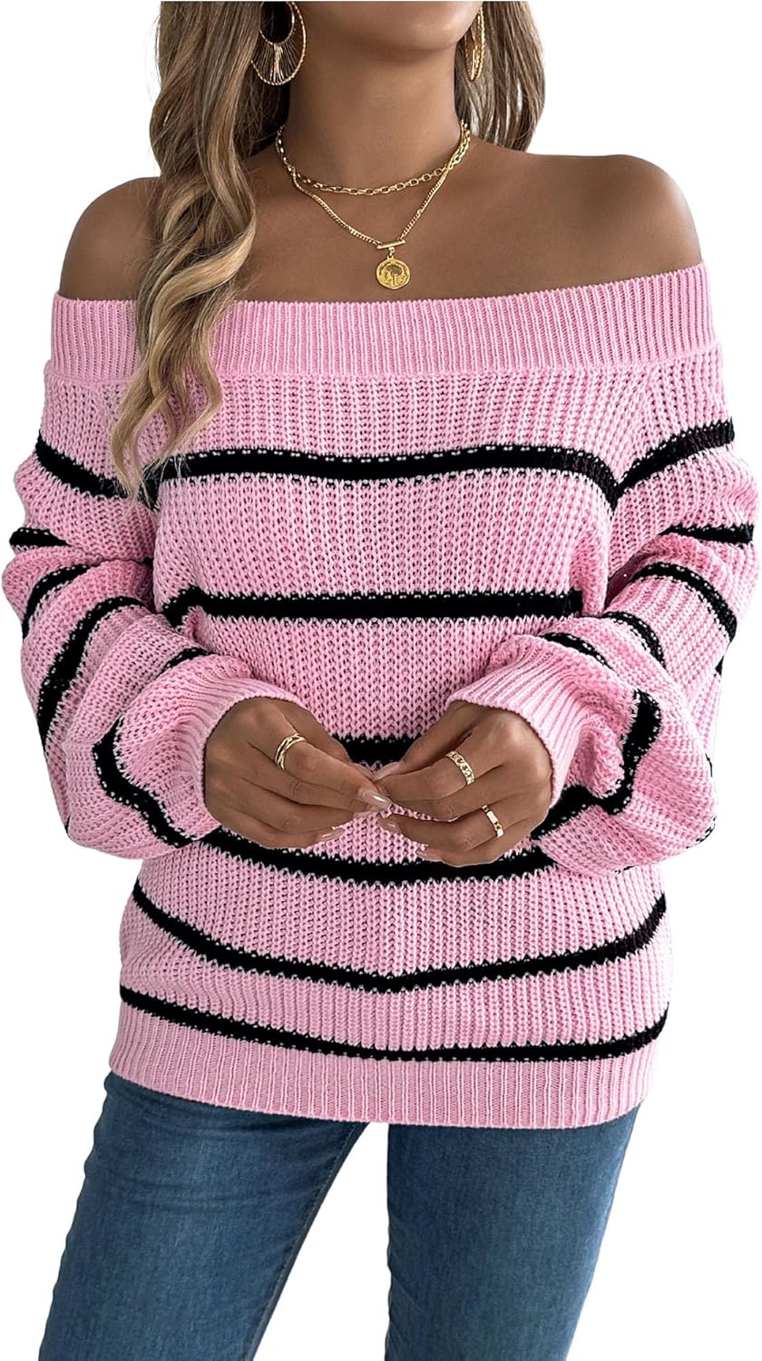 ZAFUL Off Shoulder Knit Sweater for Women - Cozy Pullover Top