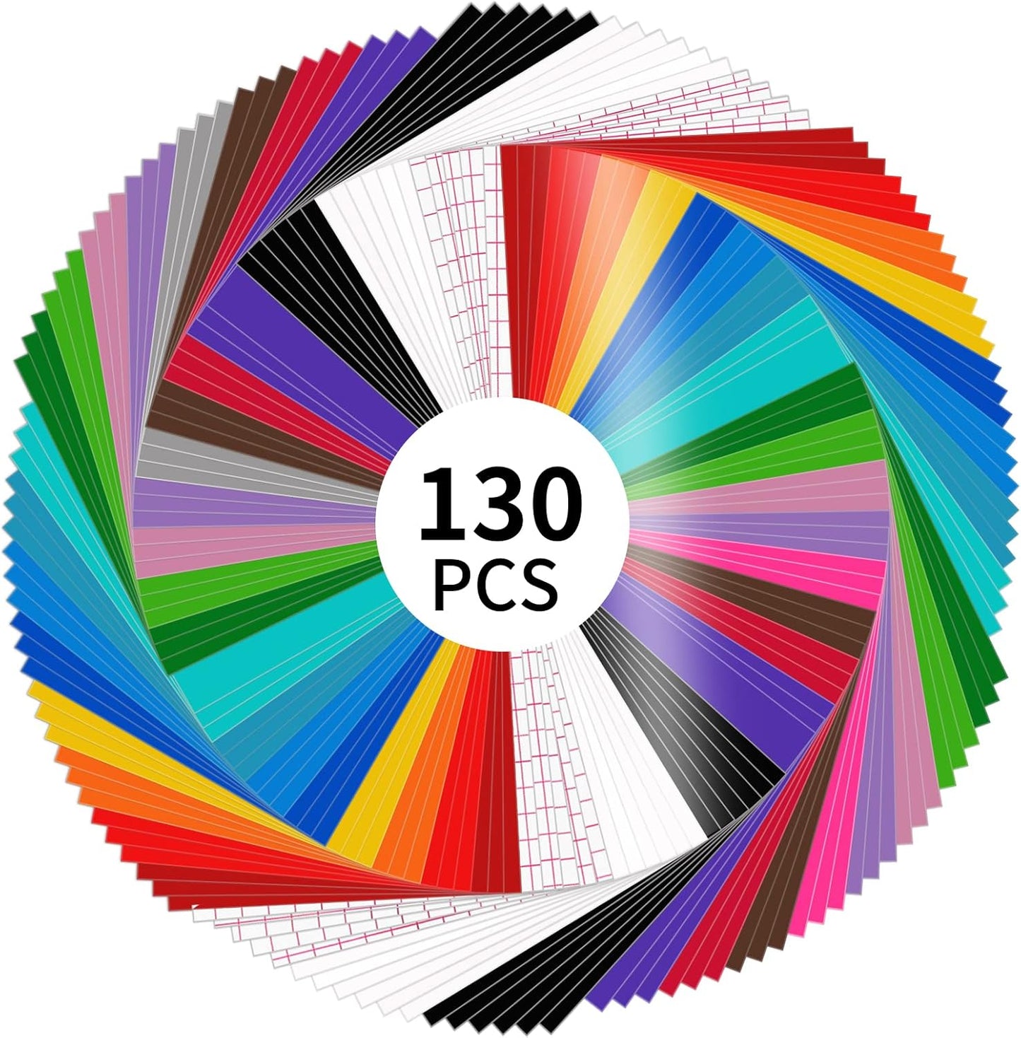 LYA Vinyl 130 Pack Permanent Vinyl Sheets for Crafting Projects